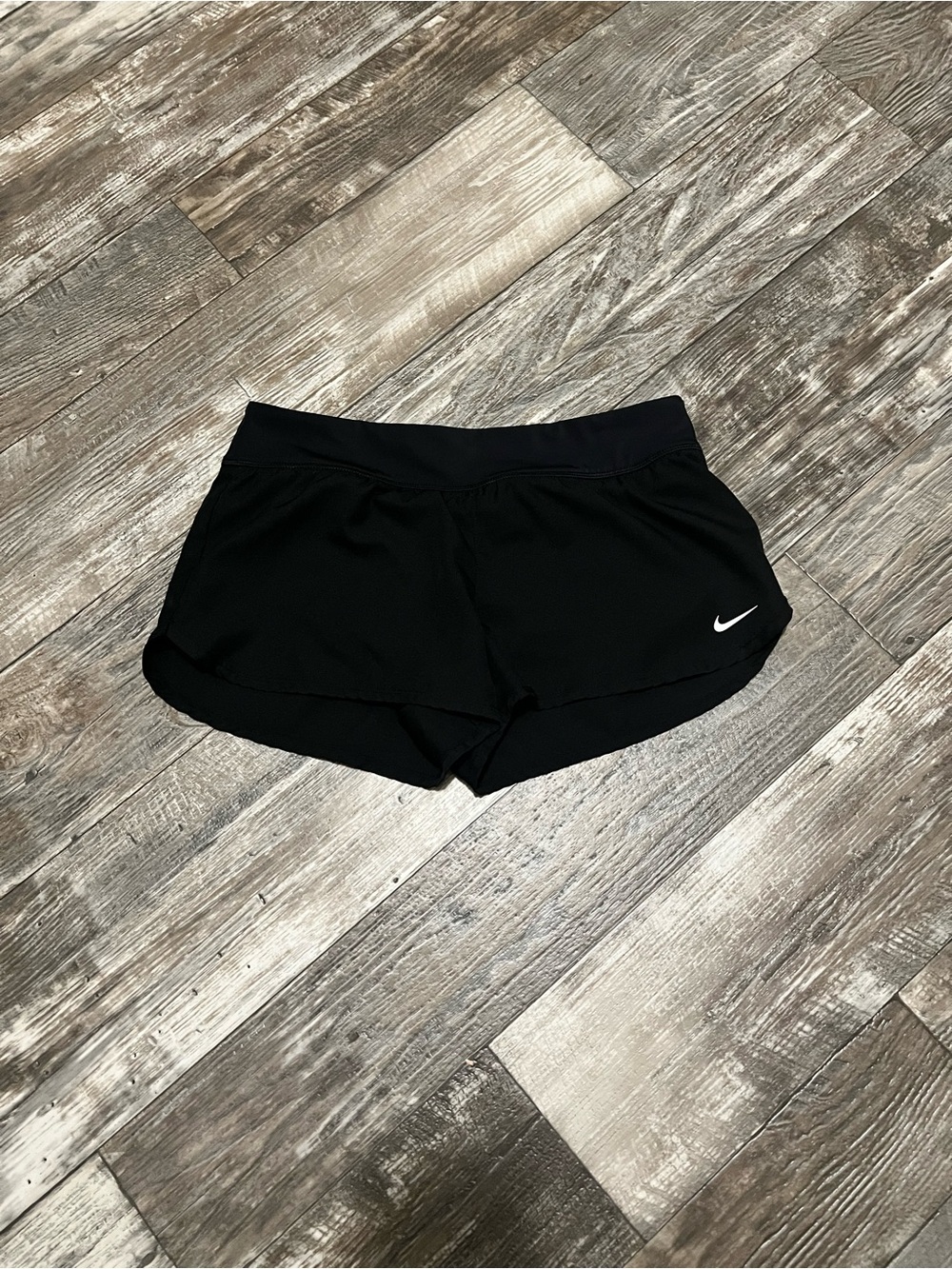 Nike Black Women's Athletic Running Shorts with White Swoosh
